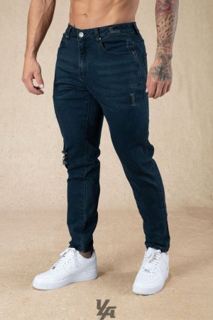 Pantalon YoungLA Tailored Slim Fit Jeans Hombre Azul Marino Azules | 15RHZNADE