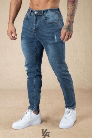 Pantalon YoungLA Tailored Slim Fit Jeans Hombre Azules Azules | 03NDPQLHI
