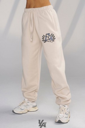 Pantalon YoungLA Teddy Jogger Mujer Beige | 47ALONVWZ
