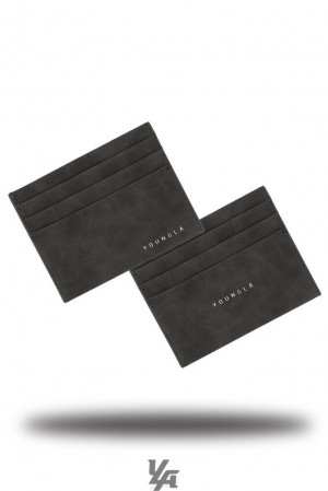 Porta Tarjeta YoungLA Executive Card Holder Hombre Gris Oscuro | 93XMAWHNT