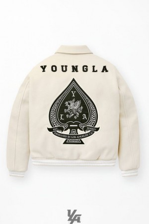 Ropa De Abrigo YoungLA Ace Of Spade Letterman Hombre Beige | 40HMDRGKC