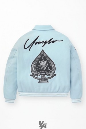 Ropa De Abrigo YoungLA Ace Of Spade Letterman Hombre Rojas Azules | 84HVDATQC