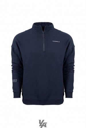 Ropa De Abrigo YoungLA Alumni Quarter Zips Hombre Azul Marino | 18JZEAMHI