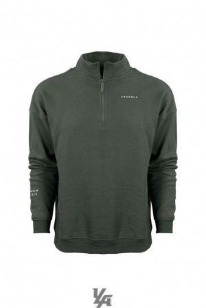 Ropa De Abrigo YoungLA Alumni Quarter Zips Hombre Verde | 07CLHQBNF