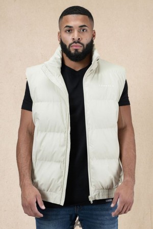 Ropa De Abrigo YoungLA Brooklyn Puffer Vest Hombre Blancas | 96KAQGZBT
