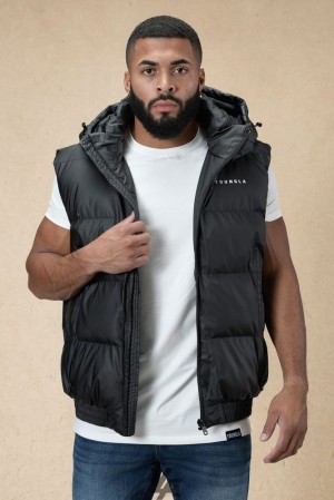 Ropa De Abrigo YoungLA Brooklyn Puffer Vest Hombre Negras | 53TGRWBOZ