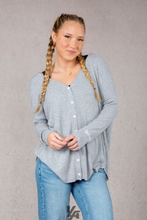 Ropa De Abrigo YoungLA Cafe Cardigan Mujer Plateadas | 34GXBTDRW