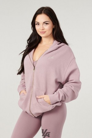 Ropa De Abrigo YoungLA Emblem Zip Up Hoodie Mujer Moradas | 40GOJQHZX