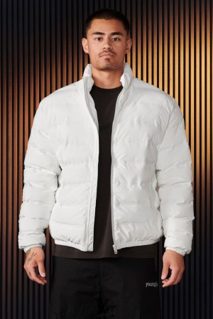 Ropa De Abrigo YoungLA Everyday Puffers Hombre Blancas | 81IJFQRAO