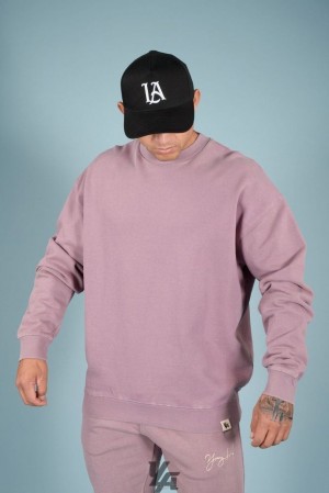 Ropa De Abrigo YoungLA Gin N Juice Oversized Crewnecks Hombre Lavanda Azules | 48NAPKFCG