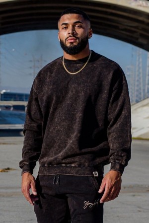 Ropa De Abrigo YoungLA Gin N Juice Oversized Crewnecks Hombre Marrones Azules | 97ZQIEAXR