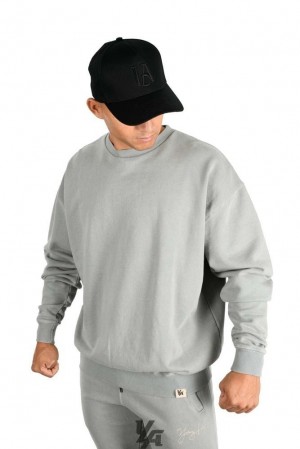 Ropa De Abrigo YoungLA Gin N Juice Oversized Crewnecks Hombre Gris Azules | 69NJFIZCU