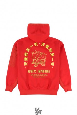 Ropa De Abrigo YoungLA Goat Hoodies Hombre Rojas | 49PEQLWZG