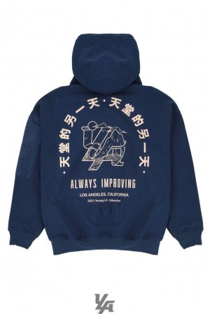 Ropa De Abrigo YoungLA Goat Hoodies Hombre Azul Marino | 34PNUMBRC