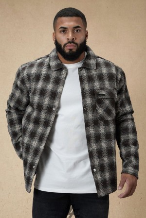 Ropa De Abrigo YoungLA High Profile Flannel Jacket Hombre Marrones | 98HSTVEAY
