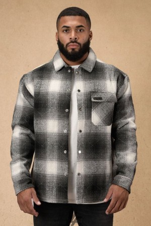 Ropa De Abrigo YoungLA High Profile Flannel Jacket Hombre Negras | 74WUJSXBZ