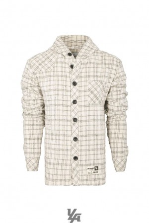 Ropa De Abrigo YoungLA Hooded Flannels Hombre Blancas Creme | 49KJYBGLN
