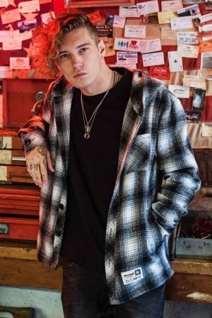 Ropa De Abrigo YoungLA Hooded Flannels Hombre Negras | 45UHQYJAN
