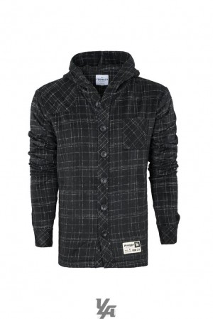 Ropa De Abrigo YoungLA Hooded Flannels Hombre Negras | 80ZVFBPLD