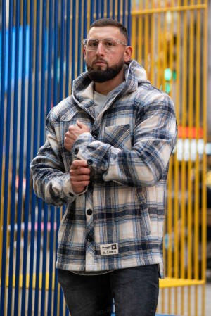Ropa De Abrigo YoungLA Hooded Flannels Hombre Negras Creme | 60VXKLFUN