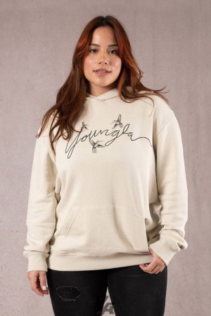 Ropa De Abrigo YoungLA Hummingbird Oversized Hoodie Mujer Beige | 28VOTBCZK