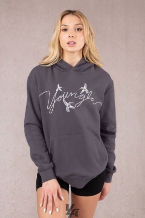 Ropa De Abrigo YoungLA Hummingbird Oversized Hoodie Mujer Negras | 27VPBWGRI