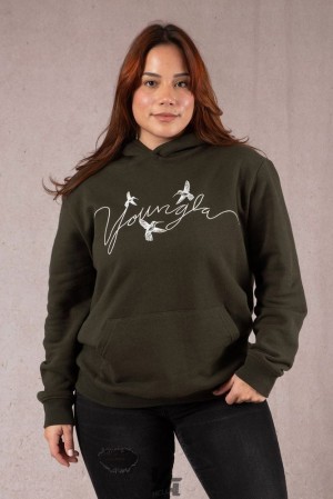 Ropa De Abrigo YoungLA Hummingbird Oversized Hoodie Mujer Verde Oliva Oscuro | 13LFMBYXH