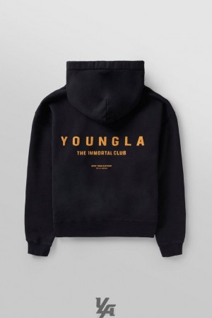 Ropa De Abrigo YoungLA Immortal Club Hoodies Hombre Negras Azules | 25GOLVXZK