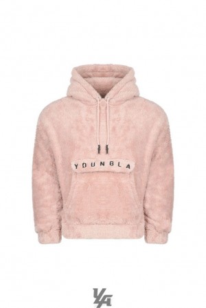 Ropa De Abrigo YoungLA Kangaroo Teddy Fleece Hoodies Hombre Salmon | 79ZVOCMDL