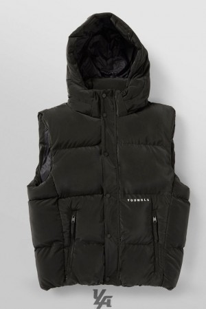 Ropa De Abrigo YoungLA Midnight Puffer Vest Hombre Negras | 47HOMKEGW