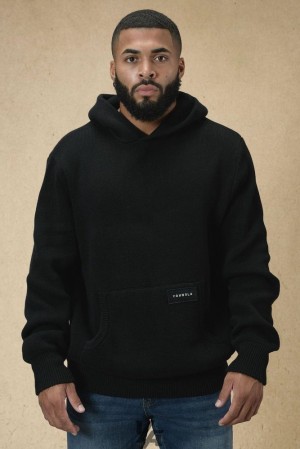 Ropa De Abrigo YoungLA Mojave Knitted Hoodies Hombre Negras | 39FDSAURZ