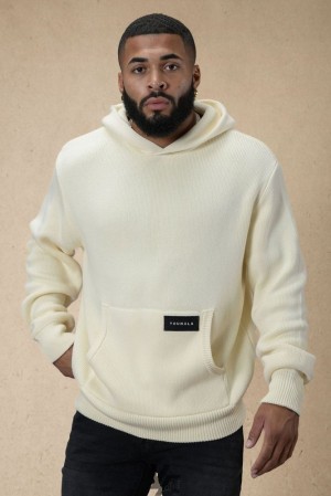 Ropa De Abrigo YoungLA Mojave Knitted Hoodies Hombre Blancas | 79FUAONTX