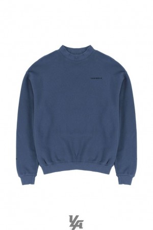 Ropa De Abrigo YoungLA Monarch Mock-neck Sweater Hombre Azul Marino Azules | 08ZENCTWG