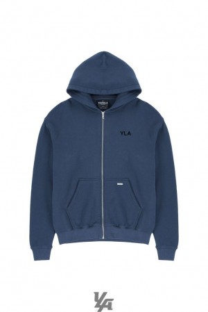 Ropa De Abrigo YoungLA Monarch Zip-up Hoodie Hombre Azul Marino Azules | 10WJMSNRU