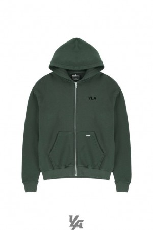 Ropa De Abrigo YoungLA Monarch Zip-up Hoodie Hombre Verde Azules | 79DQWPUNC