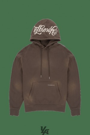 Ropa De Abrigo YoungLA Phantom Hoodies Hombre Marrones Azules | 72VIRPYGT