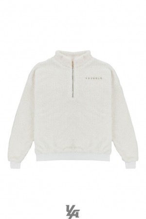 Ropa De Abrigo YoungLA Quarter Zip Teddy Fleece Hombre Offwhite | 98GISTEYV