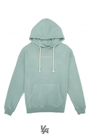 Ropa De Abrigo YoungLA Skyline Hoodies Hombre Verde Menta Azules | 80RQHYKLF