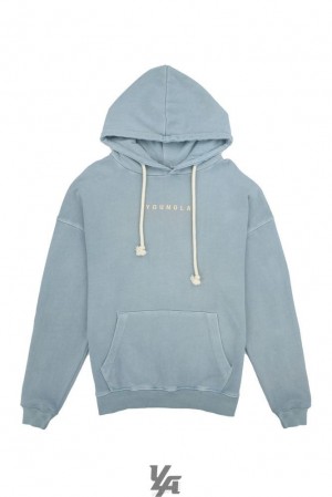 Ropa De Abrigo YoungLA Skyline Hoodies Hombre Azules Azules | 68OMAQNVT