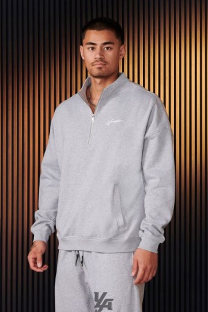 Ropa De Abrigo YoungLA Sunday Quarter Zips Hombre Gris | 16IPKRFXV