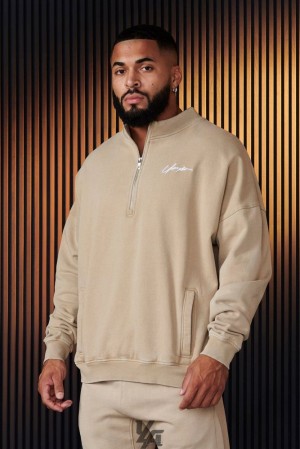Ropa De Abrigo YoungLA Sunday Quarter Zips Hombre Marrones Azules | 67JGDOLAR