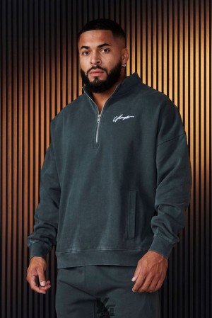 Ropa De Abrigo YoungLA Sunday Quarter Zips Hombre Turquesa Oscuro | 60BTSARZV