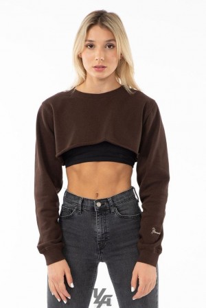 Ropa De Abrigo YoungLA Super Crop Sweater Mujer Marrones | 05IHSRWPT