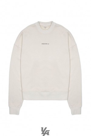 Ropa De Abrigo YoungLA Super Size Crewnecks Hombre Creme Azules | 61OMFRHXA