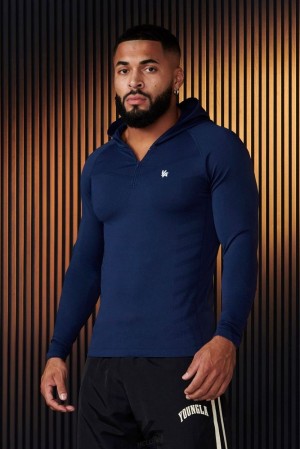 Ropa De Abrigo YoungLA Supervillain Compression Hoodies Hombre Azul Marino | 98QXJGPHC