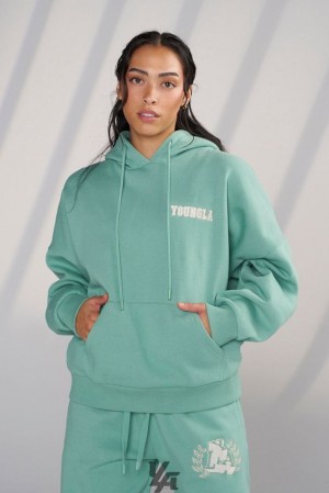 Ropa De Abrigo YoungLA Teddy Hoodie Mujer Verde | 18HXMSECK