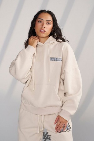 Ropa De Abrigo YoungLA Teddy Hoodie Mujer Beige | 06SWRCQMT