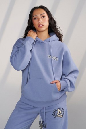 Ropa De Abrigo YoungLA Teddy Hoodie Mujer Azules | 02RTWXQBA