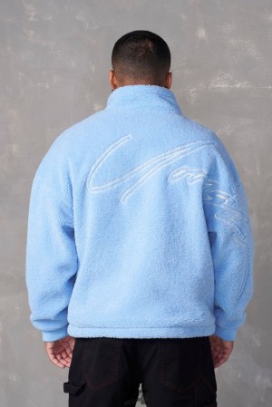 Ropa De Abrigo YoungLA Teddy Signature Jackets Hombre Azules | 26WDJUOCV