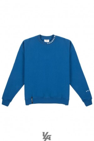 Ropa De Abrigo YoungLA Trademark Crewnecks Hombre Azul Real Azules | 49PLUFCWV